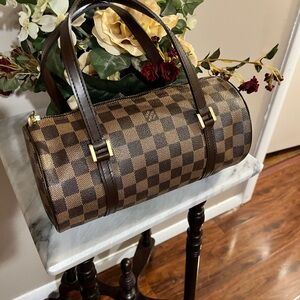 Louis Vuitton Brown Damier Ebene Papillon Handbag, like new, no callouts. COA